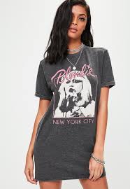 Petite Grey Blondie T Shirt Dress Missguided