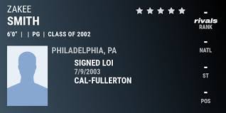 Zakee Smith 2002 Point Guard Cal Fullerton