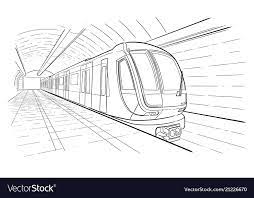 Hand Drawn Sketch Subway Station Royalty Free Vector Image