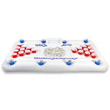 Gopong Pool Party Barge Floating Beer Pong Table With Coo Https Www Amazon Com Dp B00bh80lto Ref Floating Beer Pong Table Beer Pong Tables Pool Beer Pong