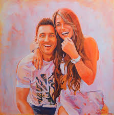 Mama de ❤️thiago mateo y ciro❤️ no tengo twitter. Leo Messi And Antonella Roccuzzo Painting By Walter Zakarlo Saatchi Art