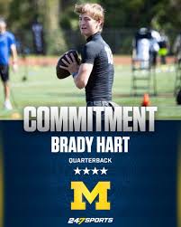 Top 150 class of 2026 quarterback Brady Hart has committed to #Michigan.  HUGE win for head coach Sherrone Moore and the Wolverines 〽️〽️
