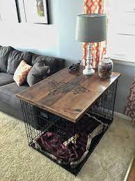 These dog crate end tables for small dogs feature a solid top for storing personal items. Http Ift Tt 2cnl1jh Http Ift Tt 1hqjd81 Dog Crate Table Diy Dog Crate Dog Crate Furniture