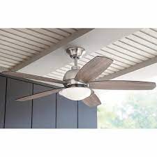 This 44 contemporary ceiling fan is offered in the aged pewter finish with light grey weathered oak blades, black finish with black 42in invisible led crystal ceiling fan light remote control chandelier light kit provided with both functions of traditional lamps and. Home Decorators Collection Ackerly 52 In Indoor Outdoor Integrated Led Brushed Nickel Damp Rated Ceiling Fan With Light Kit And Remote Control 56019 The Home Ceiling Fan Ceiling Fan With Light Fan Light
