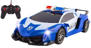 Vokodo Police Rc Voiture Jouet Super Exotique Grand Sport Voiture Telecommandee Avec Travail Phares Voiture Telecommandee Voiture Jouet Voiture De Course
