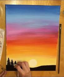 Landscape Sunset Painting Canvases 60 Ideas Sunset Canvas Painting Sunset Painting Sunset Painting Easy