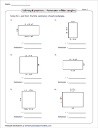 Printable in convenient pdf format. Rectangle Problems Involving Algebraic Expressions Worksheets