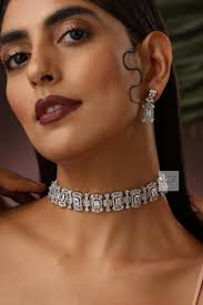 Diamond CZ Choker Necklace American Diamond Necklace Indian Jewelry Indian  Necklace Pakistani Jewelry Necklace Set