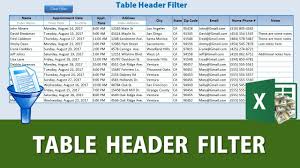 How To Filter Excel Table Data Just By Entering Text In The Header Work Skills Computer Help Excel Spreadsheets