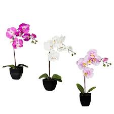 Orchid In Pot 45cm Add A Touch Of Colour With These Artificial Plants Perfect For Cheap Artificial Flowers Artificial Flowers Artificial Flowers And Plants