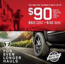 For those drivers whose car repair needs exceed the limit of their wallets, the firestone credit card offers special financing and exclusive while the firestone credit card doesn't offer any purchase rewards, it does advertise that cardholders will receive exclusive monthly firestone deals and coupons. Firestone Tires Special Summer Promotion Ramona Tire