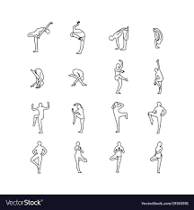 Yoga Poses Vector Illustration Outline Sketch Hand Drawn With Black Lines Isolated On White Background Set 6 Download A Free Preview Yoga Poses Outline Poses