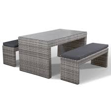 Garden table and chair sets are the perfect addition to any garden, and at homebase you'll find a wide selection to choose from. Layla Grey Garden Dining Table And 2 Benches Exceptional Quality Rattan Furniture
