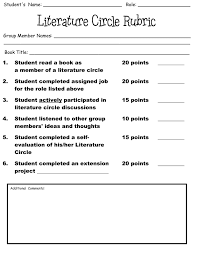 Rubric Reading Classroom School Reading Literature Circles