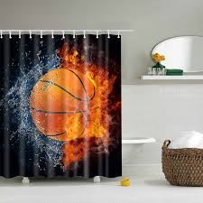 Ice And Fire Basketball Shower Curtain Bathroom Decor Basketball Shower Curtain Shower Curtain Patterned Shower Curtain