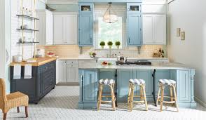 And these aren't just any kitchen cabinet paint colors, either — these are the colors that will really shine, hold up well over time, and add a bit white and a rich, dark gray are my favorite colors to use in a kitchen. Blue Kitchen Cabinets Wellborn Cabinet Blog