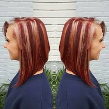 The First Process To Icy White Highlights And Candy Apple Red Hair Hair Long Hair Styles Red Hair