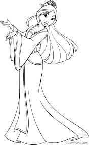 Beautiful Fa Mulan Coloring Page Coloringall