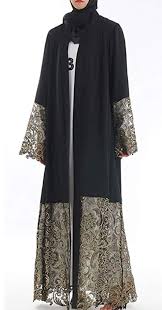 Yi Heng Mei Women S Muslim Islamic Chiffon Embroidered Open Front Long Maxi Abaya Cardigan Baju Muslim Pesta
