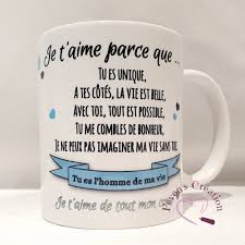 Peutetre alors vous savez exactement combien vous signifie pour moi je taime mean? Mug Blanc Je T Aime Parce Que Tu Es L Homme De Ma Vie Personnalisable Un Grand Marche