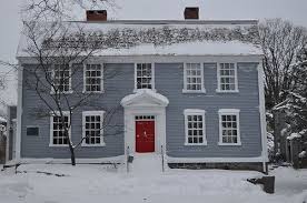 House With A Red Door House Exterior Blue Colonial House Exteriors Red Door House