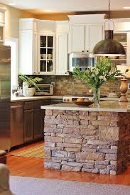 Stacked Stone On Island Homemade Kitchen Island Home Stone Kitchen Island