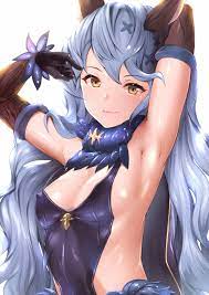 blue hair, long hair, armpits, arms up, small boobs, nipple bulge, anime  girls, anime, Granblue Fantasy, simple background, brown eyes | 989x1400  Wallpaper - wallhaven.cc