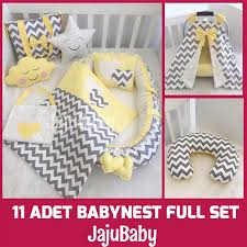Jaju Baby Handmade Gray Yellow Zigzag Luxury Baby Nest Baby Sleep 11 Piece Full Set Breastfeeding Pillow Stroller Cover Babynest Aliexpress