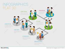 Flat 3d Isometric Web Infographic Organization Chart Concept