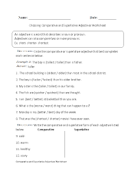 Englishlinx Com Adjectives Worksheets Adjective Worksheet Superlative Adjectives Comparative Adjectives