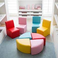 Kinbor Kids Sectional Sofa Preschool Chairs With Stool Foam Play Set For Toddlers Activity Table Ch Kids Table And Chairs Kids Table Chair Set Childrens Chairs