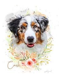 A pet portrait can be a great way to show how much of a part of your family your pet really is, and it can also be a beautiful way to honor a pet who has passed away. St03 Floral Style Pet Portrait Watercolor Pet Portraits Watercolor Dog Custom Dog Portraits