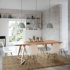 Modern Danish 7 Piece Dining Suite Large 2m Angle Rectangle Dining Table And White Replica Eames Dining Chair Mid Century Dining Room Dining Room Furniture Modern Dining Suites