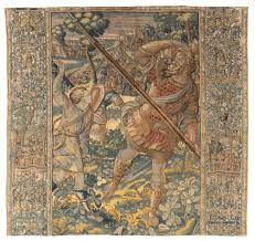 A tapestry, "David och Goliath", tapestry weave, ca 272 x 283-289 cm,  Flanders, possibly second half of the 16th century.