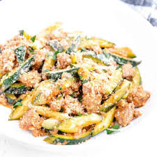 Creamy Zucchini Italian Sausage Keto Bosh Recipe Keto Sausage Recipe Italian Sausage Recipes Zucchini Keto Recipe