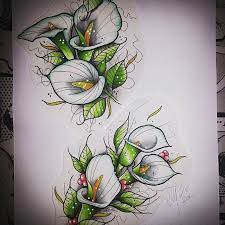 Calla white lilies signify innocence and sweetness, while coquetry, deception, and even flirtation speak for the yellow lilies. Pin By Daniela Sessa On If I Was Brave Calla Lily Tattoos Lily Tattoo Design Traditional Tattoo Flowers