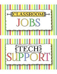 Classroom Job Cards With Sophisticated Titles Colorful Stripes Classroom Jobs Job Cards Classroom