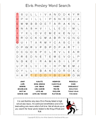 The answer to this crossword puzzle is 6 letters long and begins with t. Elvis Presley Word Search