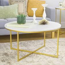 Rounded Coffee Table Round Top White And Gold Color Metal And Wood Modern Design Furniture For Living R Gold Coffee Table Coffee Table Round Glass Coffee Table