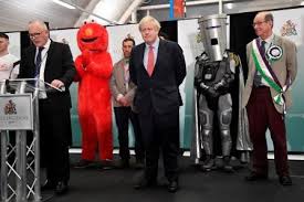Johnson Shares The Stage With Elmo Lord Buckethead Uk Election Result