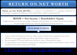 A company's profit for a particular period compared with the amount of share capital (= money…. Return On Net Worth Ronw Define Formula Explained Interpretation