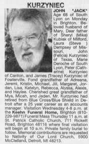 Obituary for JOHN KURZYNIEC (Aged 68)