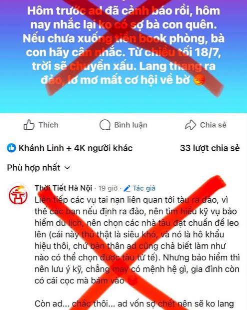 Fanpage Thời Tiết Hà Nội xin lỗi sau bài đăng cảnh báo thời tiết ở Quảng Ninh