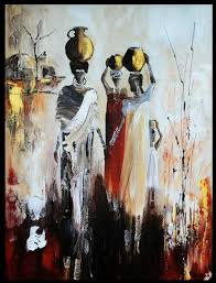 Original People Painting By Okearts African Exhibitions Art Deco Art On Canvas Golden Pots African Art Paintings African Paintings African American Art