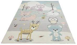 Orediy weiche teppiche waldtiere panda hirsch leichter bereich teppich kinder spielmatte rutschfest yoga kinderzimmer. Kinderteppich Wald Luttenhutt Rechteckig Hohe 13 Mm Motiv Tiere Pastellfarben Handgearbeiteter Konturenschnitt Online Kaufen Otto