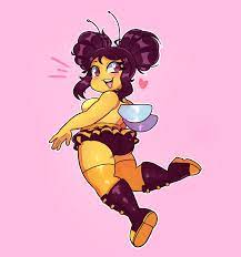 antennae anthro artkett1412 bee bee girl benny bee bug butt  chubby chubby female hair buns heart heart eyes tutu wings yellow body 