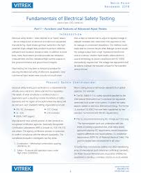 Most electrical safety defects can be found by visual examination but some types of defect can only be found by testing. White Paper Fundamentals Of Electrical Safety Testing November 2018 Vitrek