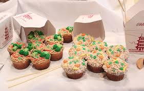 Delicate coconut cupcakes topped with vanilla cream cheese frosting and sweetened shredded coconut. Chinese Takeout Cupcakes Will Bake For Shoes
