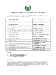 What day of the week? 9 Cuti Am Perlis 2016 Pdf