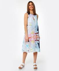 You'll find lots of fun patterns . Grizas Sleeveless Linen Alphabet Dress Zen Wardrobe